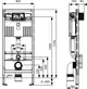TECE WC-Modul mit Spülkasten, abgebildet in frontaler und seitlicher Ansicht. Sichtbare Maße und Anschlüsse zur Installation sind dargestellt.